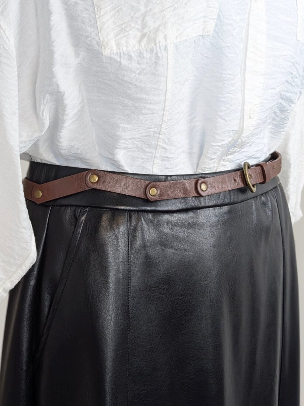Brown Thin Zig Zag Belt